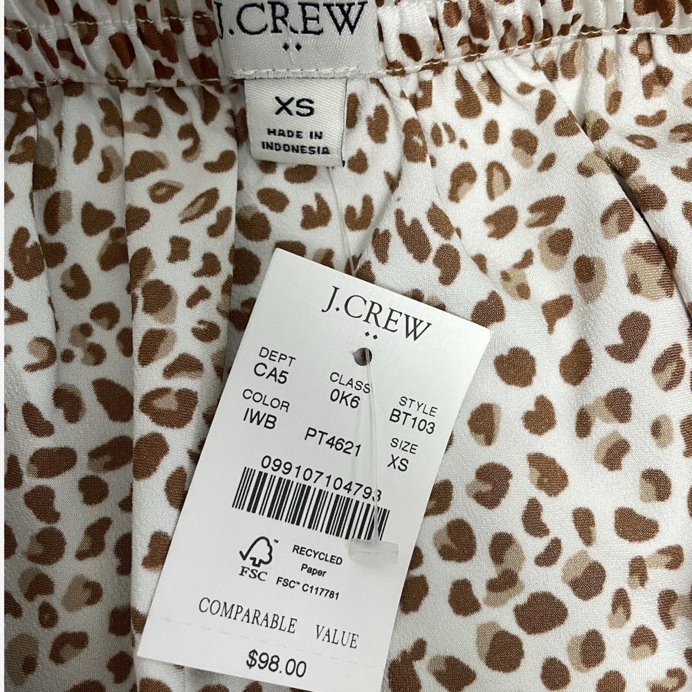 Jcrew Factory NWT cheetah leopard printed bias slip skirt midi elastic waist XS - Picture 6 of 9